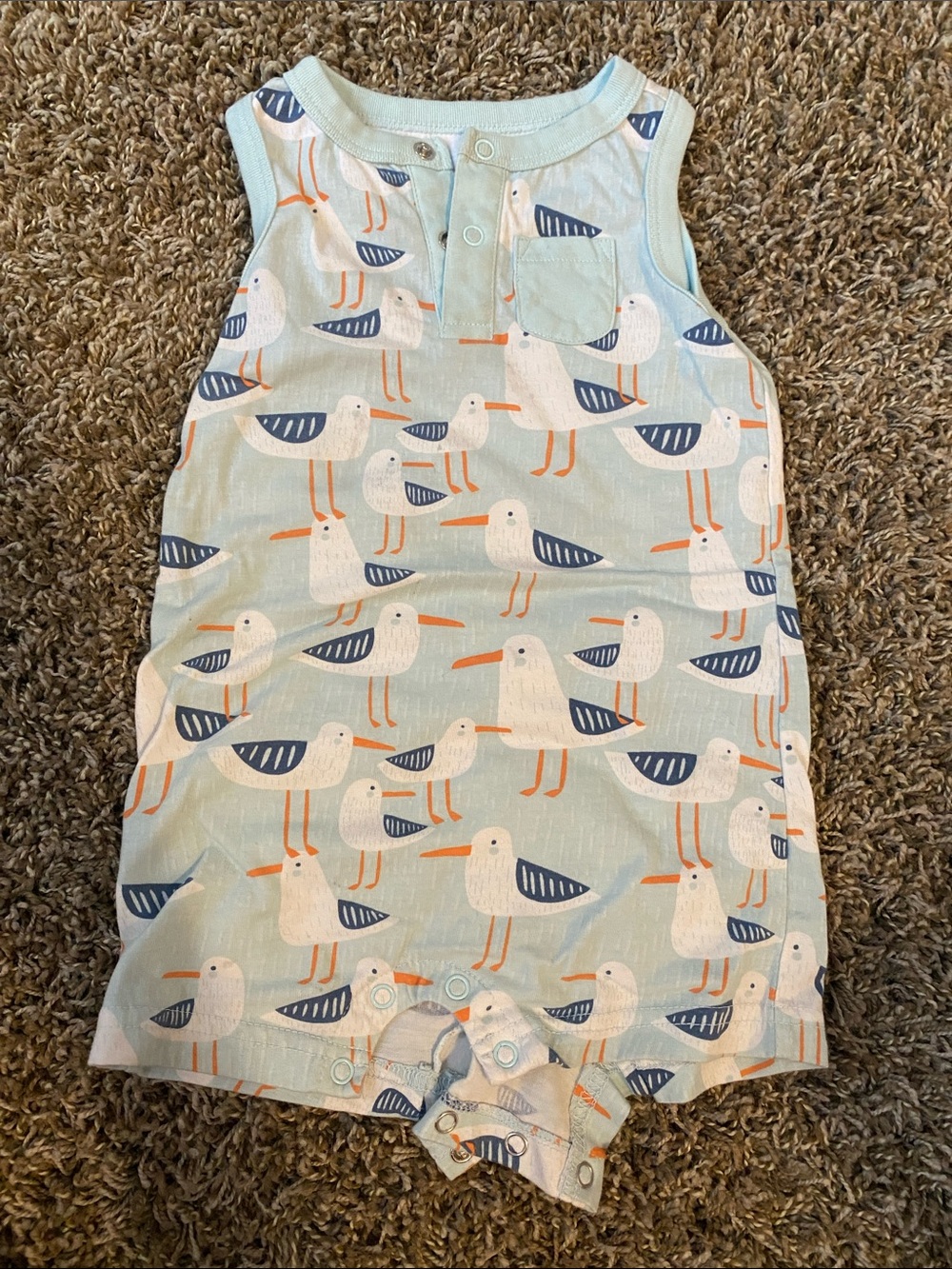 Baby Seagull Print Sleeveless Romper